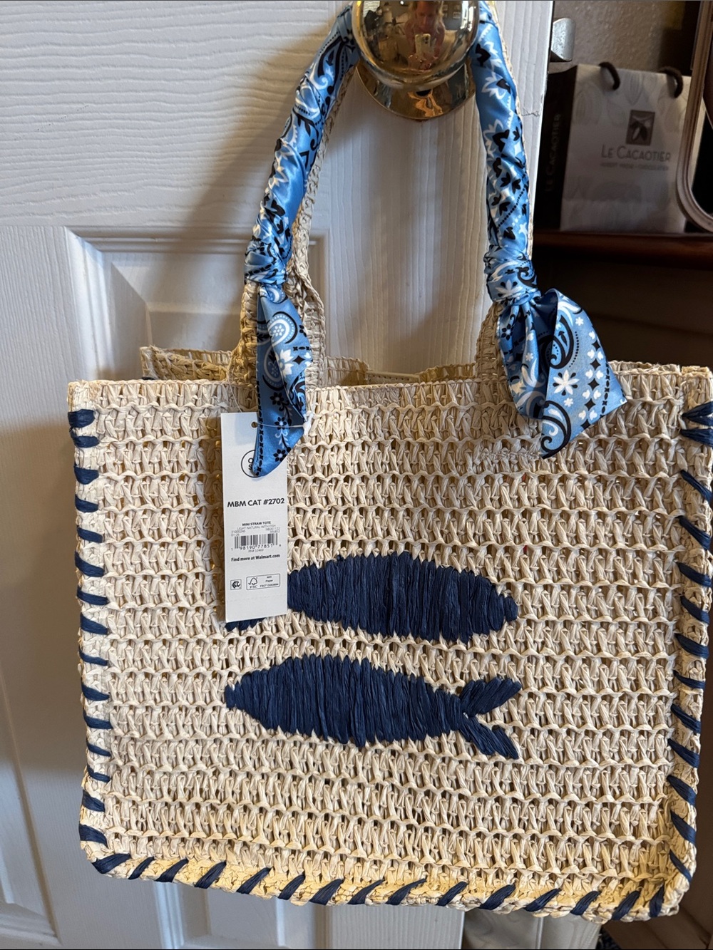 NWT No Boundaries Fish Tote Beach Summer Straw Bag Viral Influencer Bag - Picture 4 of 4